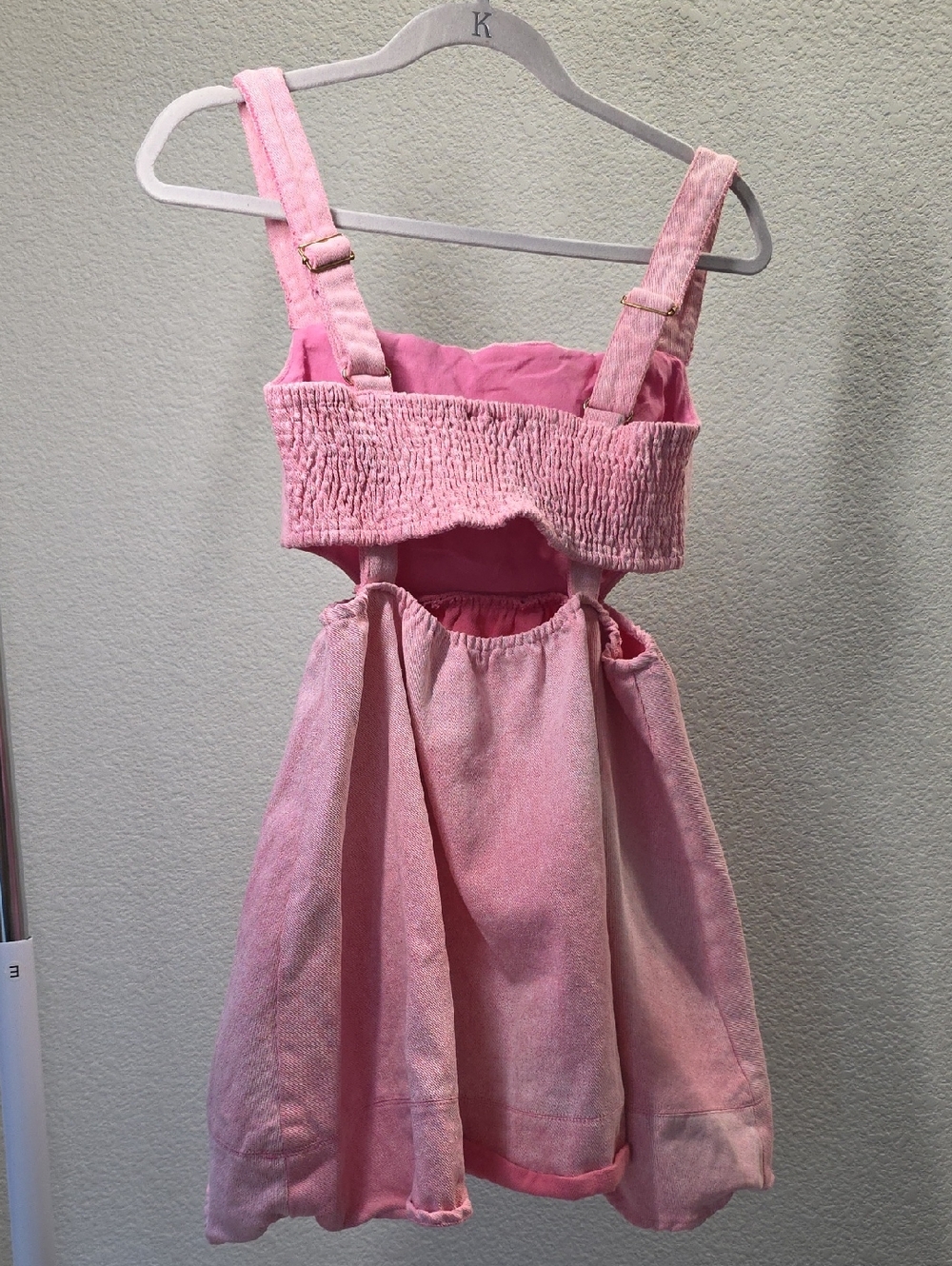 VICI Pink Smocked Denim Sundress with Adjustable Straps Size S